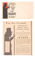 "THE SHADOW" RADIO BROADCAST SCHEDULE FOLDER WITH ENVELOPE.