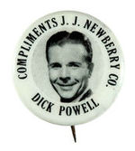 "DICK POWELL" AUTOGRAPH AND BUTTON.