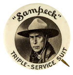 WM. S. HART PORTRAIT BUTTON OF PIONEERING WESTERN MOVIE STAR.