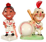 CLEVELAND INDIANS STANFORD POTTERY FIGURAL BANK PAIR.