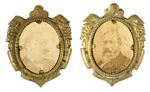 CLEVELAND & HARRISON MATCHING PAIR OF BRASS SHELL FRAMES WITH CARDBOARD PHOTOS.