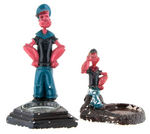 PAIR OF POPEYE 1930'S PAINTED PLASTER FIGURAL ASHTRAY HOLDERS.