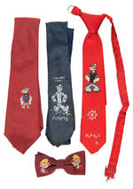 “POPEYE” GROUP OF THREE TIES PLUS ONE BOWTIE.