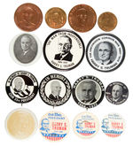 TRUMAN COLLECTION OF COMMEMORATIVE AND MEMORIAL MEDALS, BUTTONS AND MILK BOTTLE CAPS.