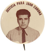RARE BUTTON SEEKING "JUSTICIA" (JUSTICE) FOR MEXICAN AMERICAN SERIAL KILLER.