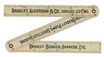 "ROCK ISLAND PLOWS" PAIR OF STICKPINS PLUS TWO CELLULOID FOLDING RULERS WITH FARM MACHINE ADS.