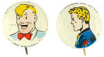 PAIR OF "COMIC TOGS" BUTTONS.