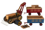 "MARX "DELUXE MECHANICAL FARM TRACTOR SET" BOXED SET.
