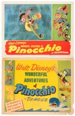 "WALT DISNEY'S WONDERFUL ADVENTURES OF PINOCCHIO" FIRST RE-RELEASE LOBBY CARD PAIR W/POSTER.