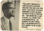 MALCOLM X EARLY AND RARE BUTTON CIRCA HIS EARLY 1965 ASSASSINATION.