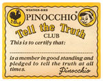 PINOCCHIO TELL THE TRUTH 1953 PREMIUM RING FOR WEATHER BIRD SHOES PLUS RARE CARD.