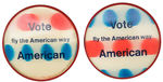 AMERICAN AIRLINES CIRCA 1968 “VOTE” FLASHER BUTTON PAIR WITH 3-D EFFECT.