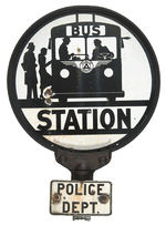 “BUS STATION” TWO-SIDED PORCELAIN SIGN.