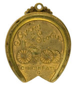 "SAYERS & SCOVILL CINCINNATI, O." BRASS PENDANT PICTURING BUGGY.