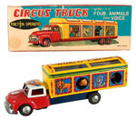 "CIRCUS TRUCK WITH FOUR ANIMALS AND VOICE" BOXED FRICTION TOY.