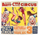 CLYDE BEATTY & COLE BROS. CIRCUS POSTER LOT.