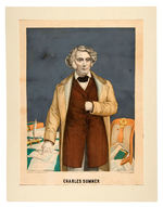 "CHARLES SUMNER" LARGE 1874 MEMORIAL PRINT FOR FAMOUS EQUAL RIGHTS ADVOCATE FROM MASSACHUSETTS.
