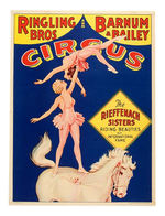 RINGLING, BARNUM & BAILEY CIRCUS POSTER FEATURING THE RIEFFENACH SISTERS.