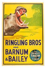 "RINGLING, BARNUM & BAILEY" HIPPO CIRCUS POSTER.