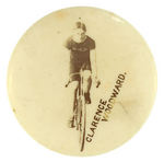 BICYCLE RIDER REAL PHOTO BUTTON WITH NAME "CORBIN" ON HIS SHIRT.