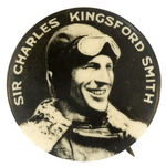 "SIR CHARLES KINGSFORD SMITH" RARE REAL PHOTO BUTTON OF AUSTRALIAN AVIATOR.