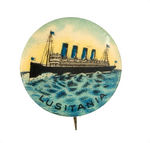 FAMOUS WORLD WAR I CASUALTY STEAMSHIP "LUSITANIA" BUTTON.