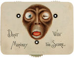 WONDERFUL CELLULOID CARD GAME COUNTER SHOWS MONKEY WITH MOVEABLE EYES AND MOUTH.