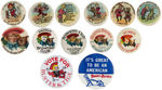 BUSTER BROWN SHOES AND HOSE SUPPORTER GROUP OF 13 BUTTONS c.1930s-1970s.