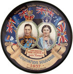 EXCEPTIONAL "CORONATION SOUVENIR 1937" CIRCULAR PLAQUE WITH EASEL.