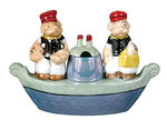 POPEYE ELABORATE CHINA CONDIMENT SET.