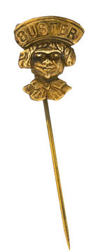 "BUSTER" EMBOSSED FIGURAL BRASS EARLY STICKPIN.