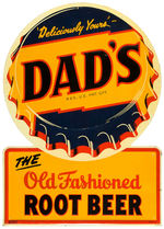“DAD’S THE OLD FASHIONED ROOT BEER” 1950s EMBOSSED DIE-CUT TIN SIGN.