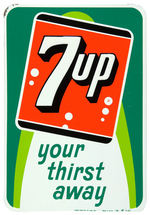 “7 UP” GROUP OF 3 TIN SIGNS.