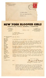 “NEW YORK BLOOMER GIRLS MANAGER MARGARET R. NABEL” SIGNED LETTER WITH ENVELOPE.