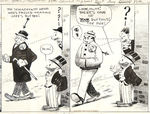 1923 ORIGINAL ART "MUTT & JEFF" RUNNING FOR PRESIDENT DAILY STRIP WITH CAMPAIGN BUTTON SHOWN.