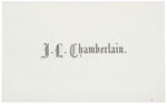 CIVIL WAR UNION GENERAL JOSHUA L. CHAMBERLAIN AUTOGRAPHED CALLING CARD.