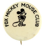 "FOX MICKEY MOUSE CLUB" RARE AND EARLY MOVIE CLUB MEMBERS BUTTON.