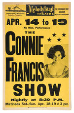 "THE CONNIE FRANCIS SHOW" CONCERT POSTER.