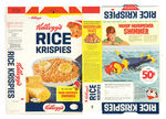 "KELLOGG'S RICE KRISPIES" CEREAL BOX FLAT PAIR W/WOODY WOODPECKER CONTENTS.