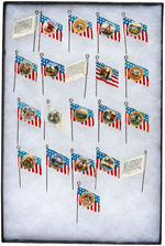 STATE SEAL CELLULOID FLAG STICKPINS 18 DIFFERENT PLUS 3 DUPLICATES.