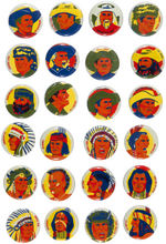 COWBOYS/INDIANS/FRONTIERSMEN LITHO BUTTON SET.