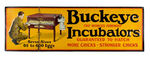 "BUCKEYE INCUBATORS" EMBOSSED TIN SIGN.