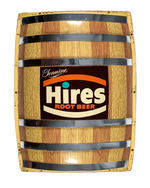 "GENUINE HIRES ROOT BEER" LIGHTED PLASTIC BARREL SIGN.