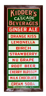 "KIDDER'S CASCADE BEVERAGES" TIN SIGN.