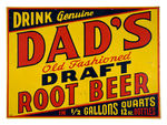 "DAD'S DRAFT ROOT BEER" LARGE TIN SIGN.