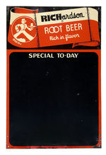 "RICHARDSON ROOT BEER" EMBOSSED TIN MENU BOARD FEATURING "RICHIE."