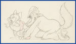 SILLY SYMPHONIES - THE BIG BAD WOLF PRODUCTION DRAWING WITH LITTLE RED RIDING HOOD.