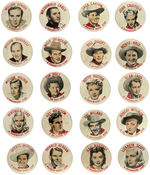 MOVIE STARS QUAKER CEREALS BUTTON SET INCLUDING RONALD REAGAN.