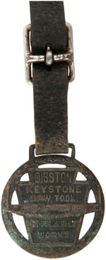 DISSTON SAWS AND RED CUT METAL LATHE PAIR OF FOBS.