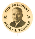 GRAPHIC 1.25" "FOR PRESIDENT HARRY S. TRUMAN" HAKE #17.